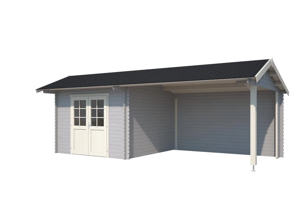 Outdoor Life Blokhut Maribel Platinum Grey-Wit 680 x 300 cm - Afbeelding 2